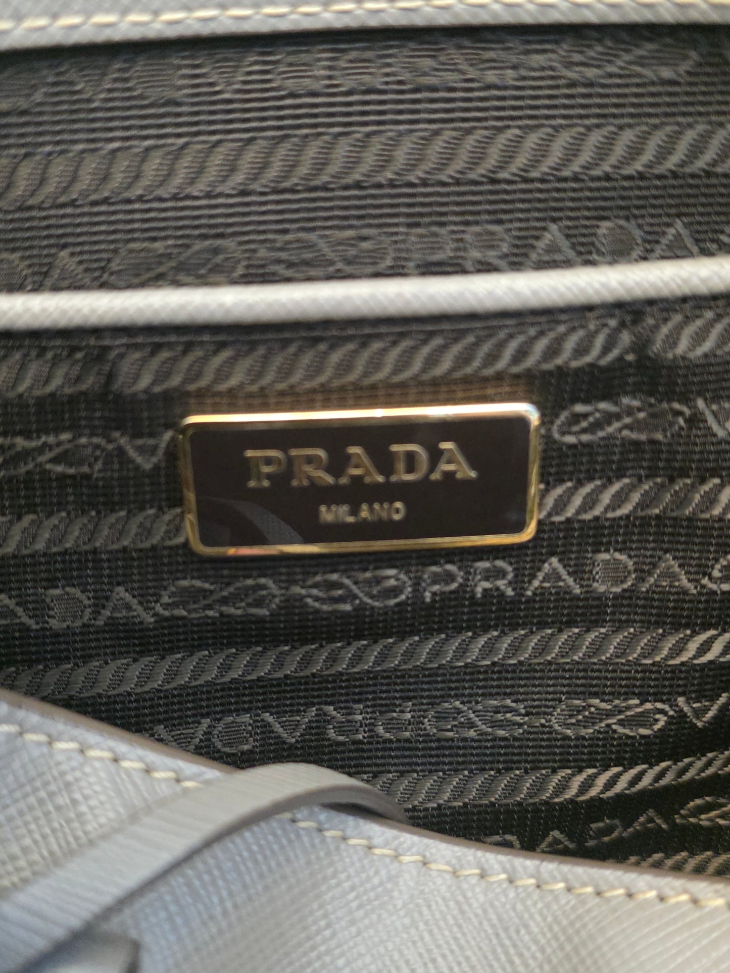 Authentic Prada Saffiano Lux Large Double Handle Tote | Argilla Gray | Gold Hardware | Made in Italy