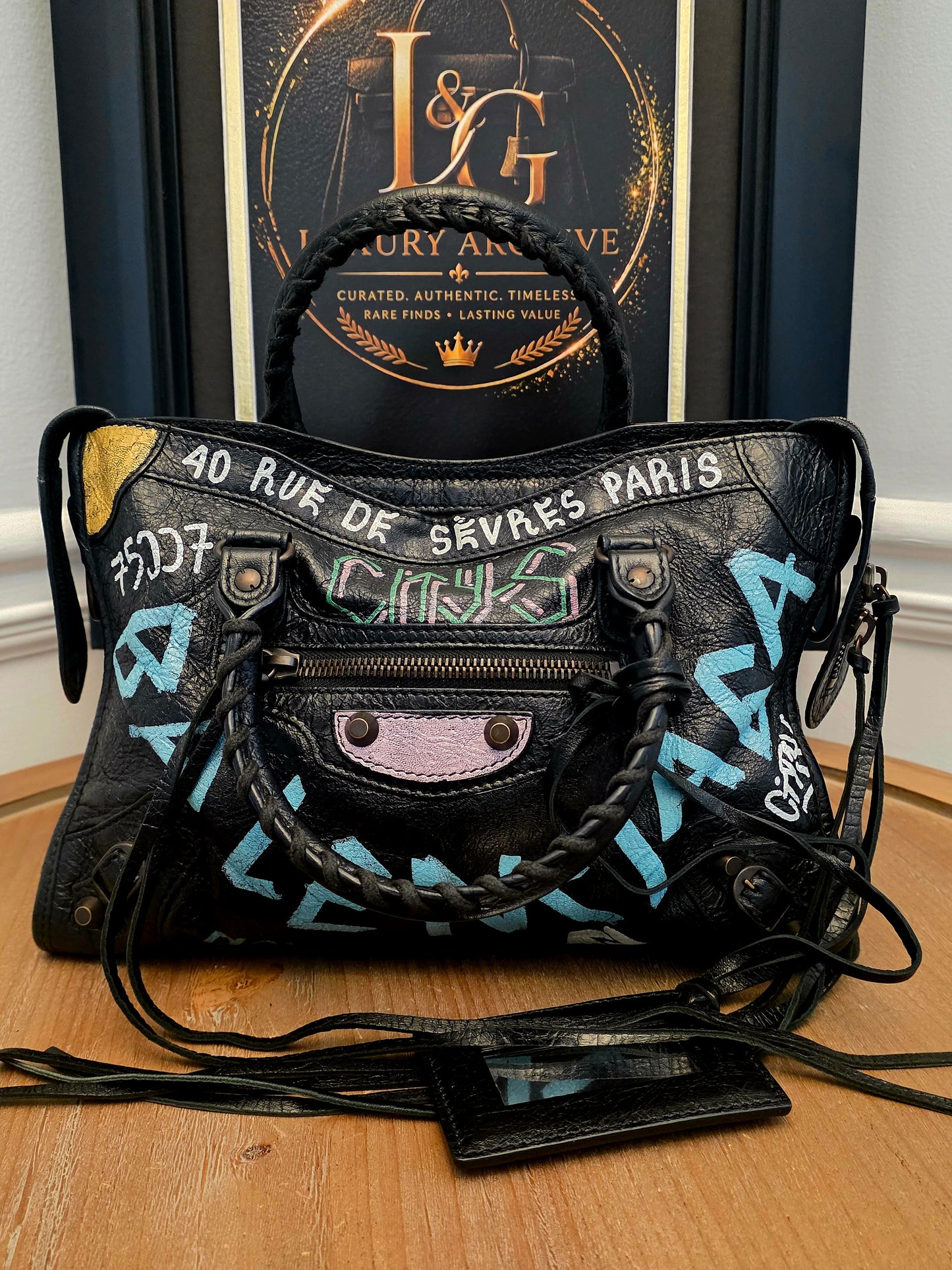 Balenciaga City Graffiti Bag Black Multicolor Leather | Classic Motorcycle Satchel