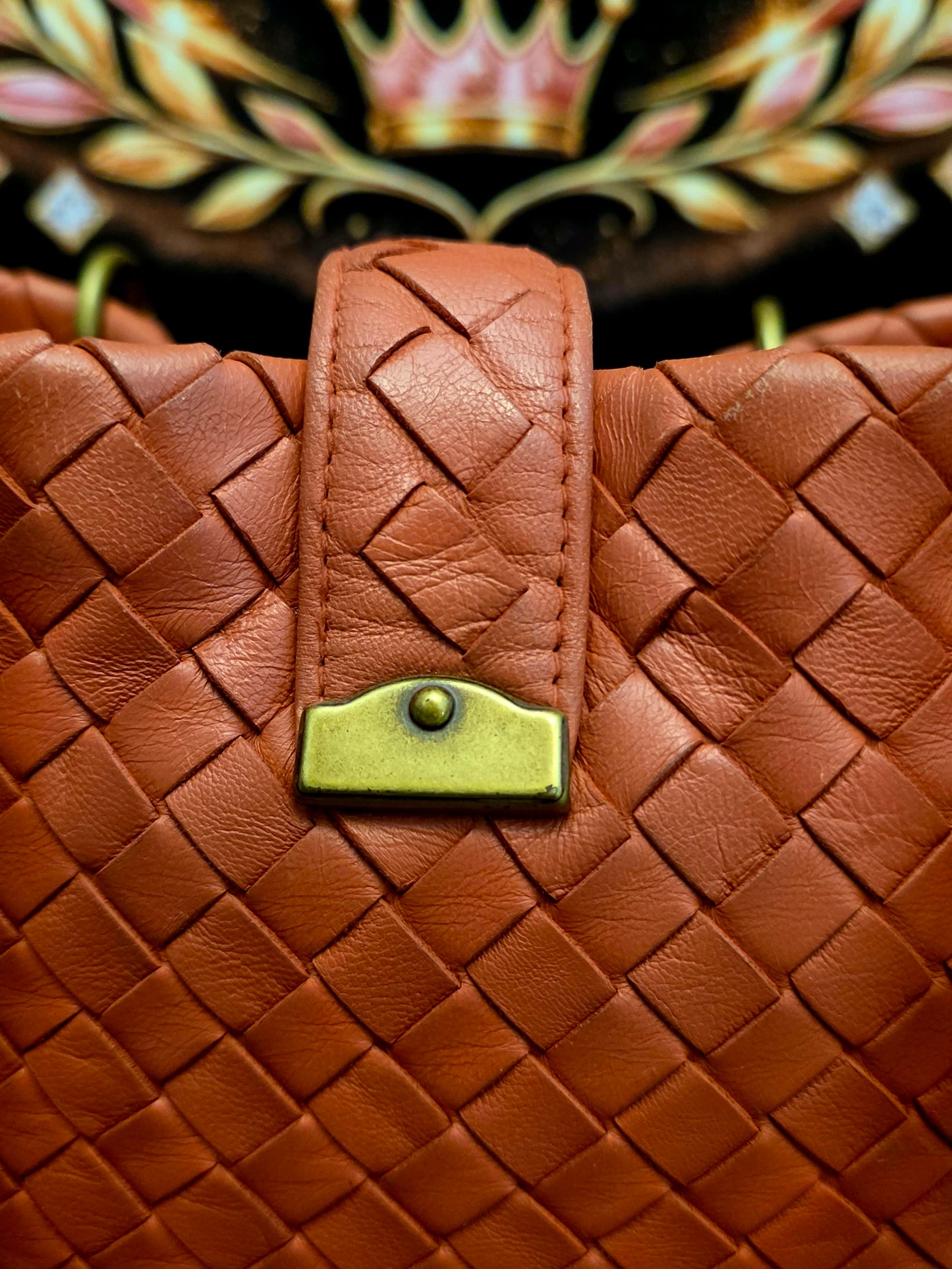 Bottega Veneta Orange Intrecciato Leather Tote Bag | Woven Leather Shoulder Bag