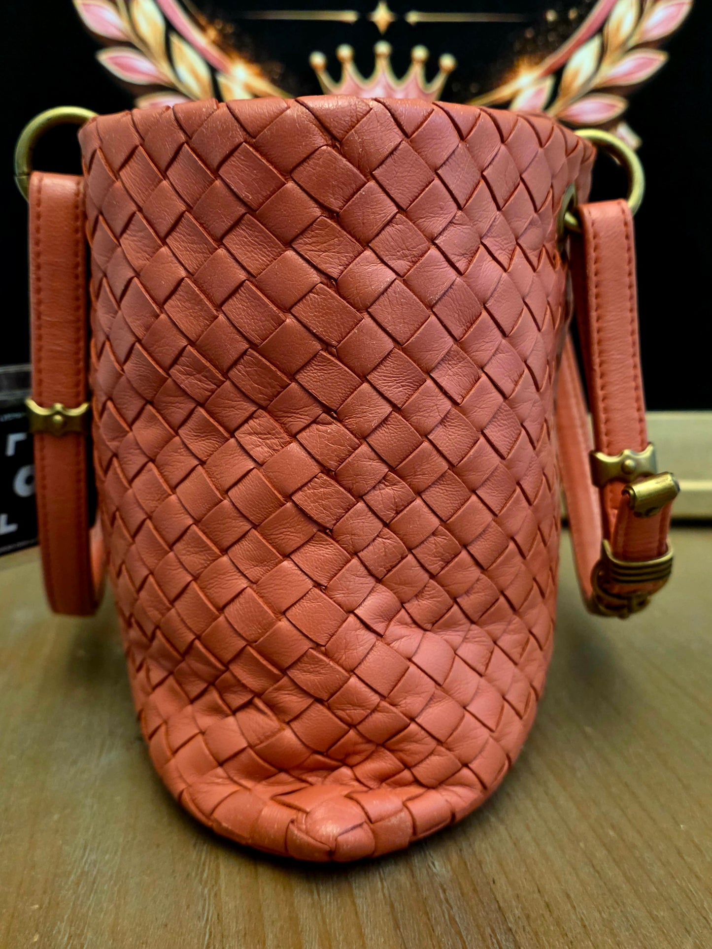 Bottega Veneta Orange Intrecciato Leather Tote Bag | Woven Leather Shoulder Bag