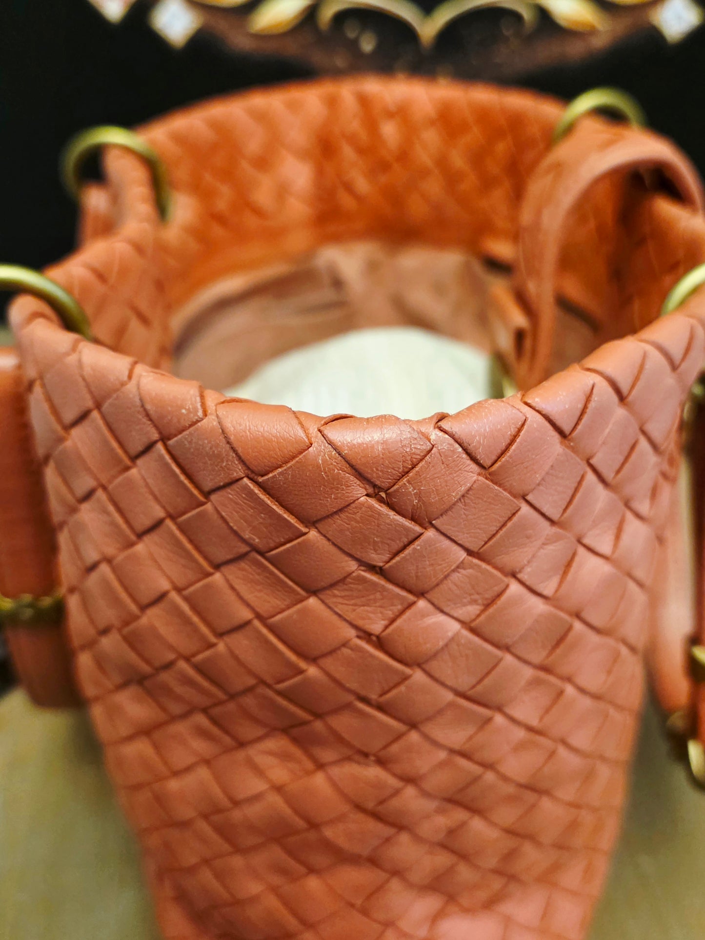 Bottega Veneta Orange Intrecciato Leather Tote Bag | Woven Leather Shoulder Bag