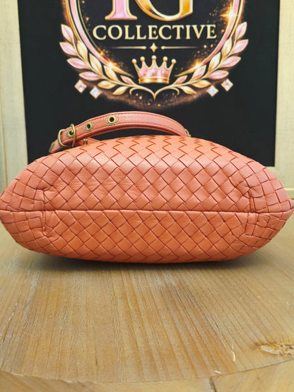 Bottega Veneta Orange Intrecciato Leather Tote Bag | Woven Leather Shoulder Bag