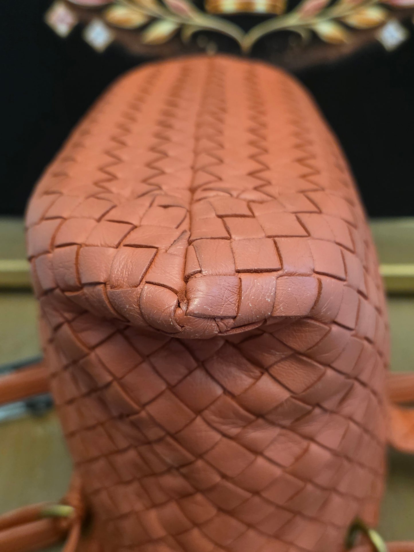 Bottega Veneta Orange Intrecciato Leather Tote Bag | Woven Leather Shoulder Bag