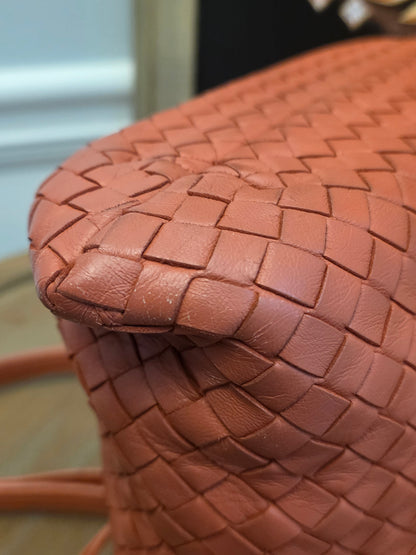 Bottega Veneta Orange Intrecciato Leather Tote Bag | Woven Leather Shoulder Bag