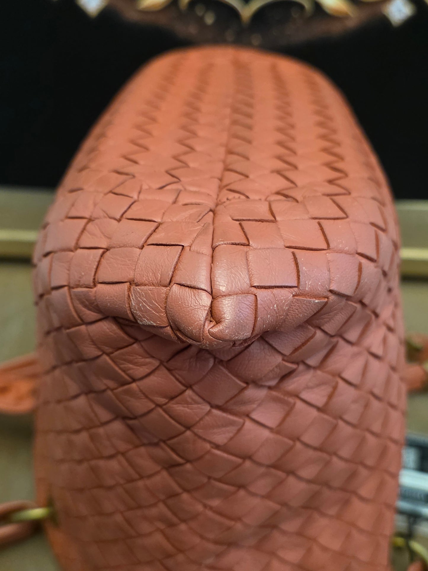 Bottega Veneta Orange Intrecciato Leather Tote Bag | Woven Leather Shoulder Bag
