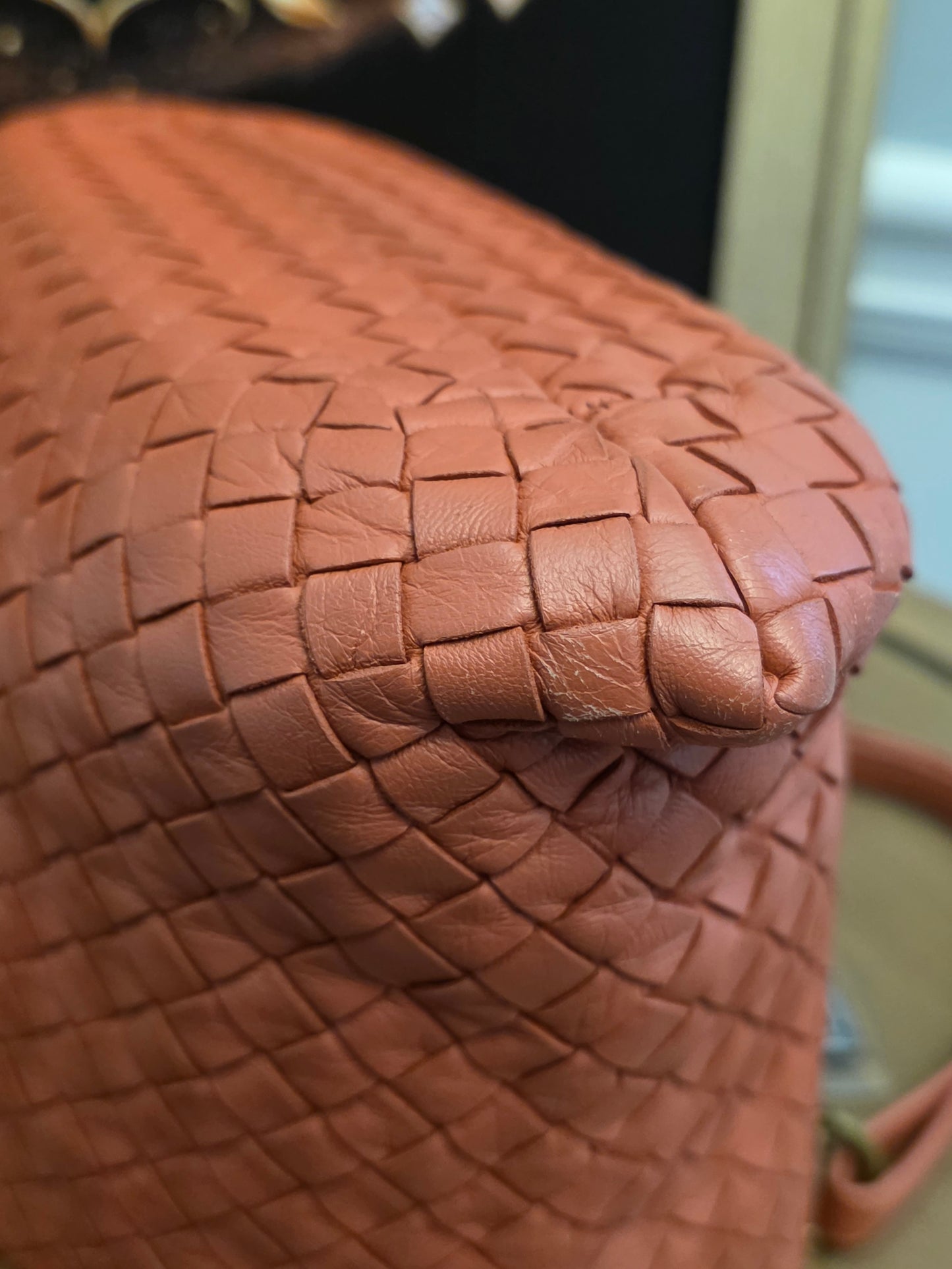 Bottega Veneta Orange Intrecciato Leather Tote Bag | Woven Leather Shoulder Bag