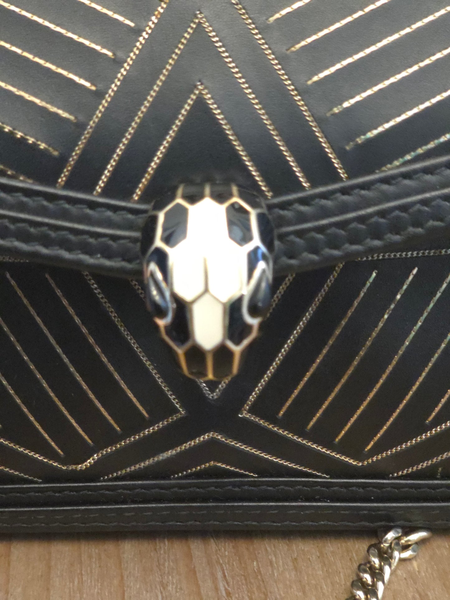 Bvlgari Million Chain Serpenti Forever Black & Gold Crossbody Bag | Snakehead Shoulder Bag