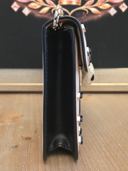 Bvlgari Serpenti Forever Beige Studded Crossbody Bag | Black Onyx Snakehead Chain Shoulder Bag