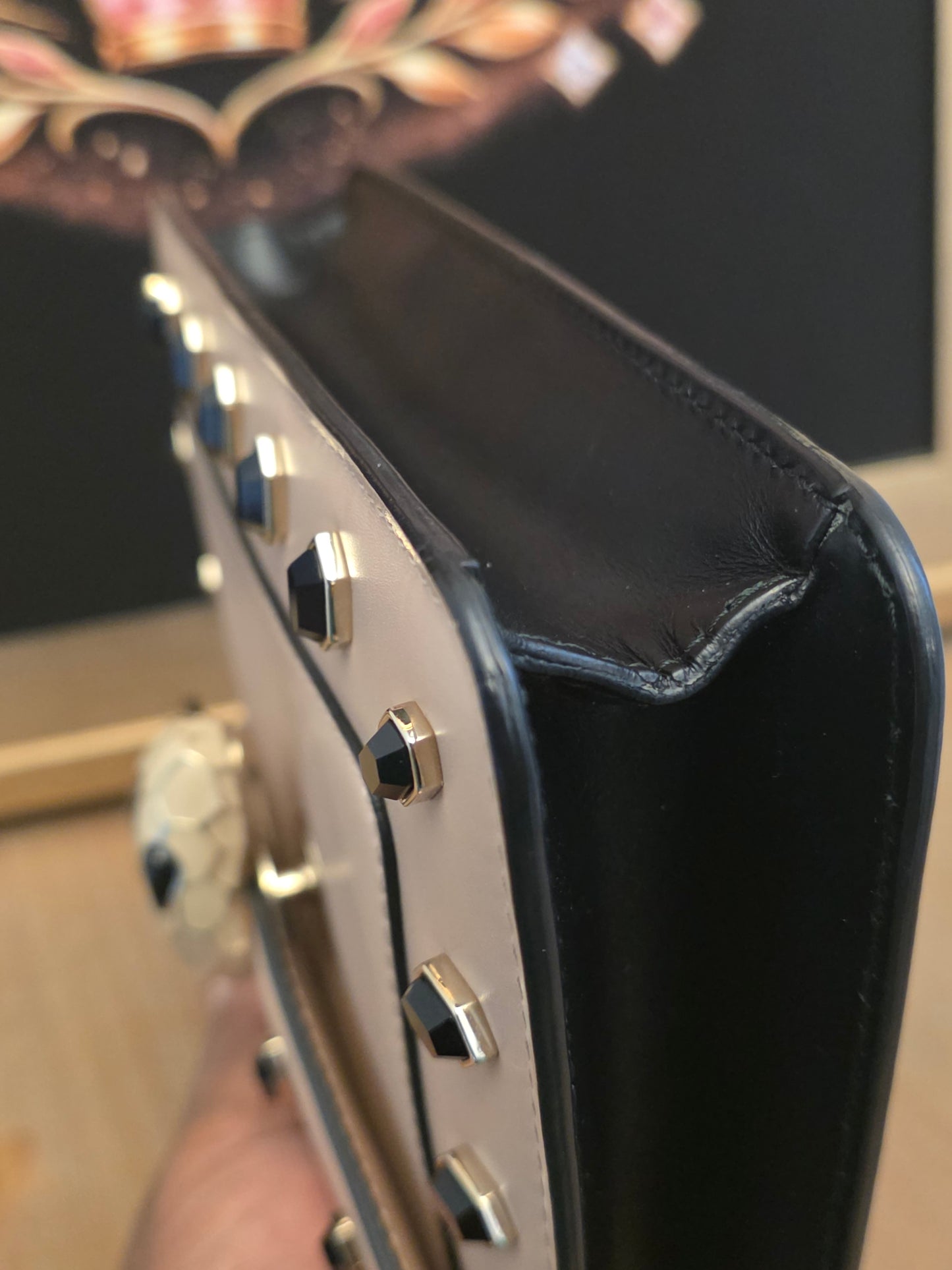 Bvlgari Serpenti Forever Beige Studded Crossbody Bag | Black Onyx Snakehead Chain Shoulder Bag