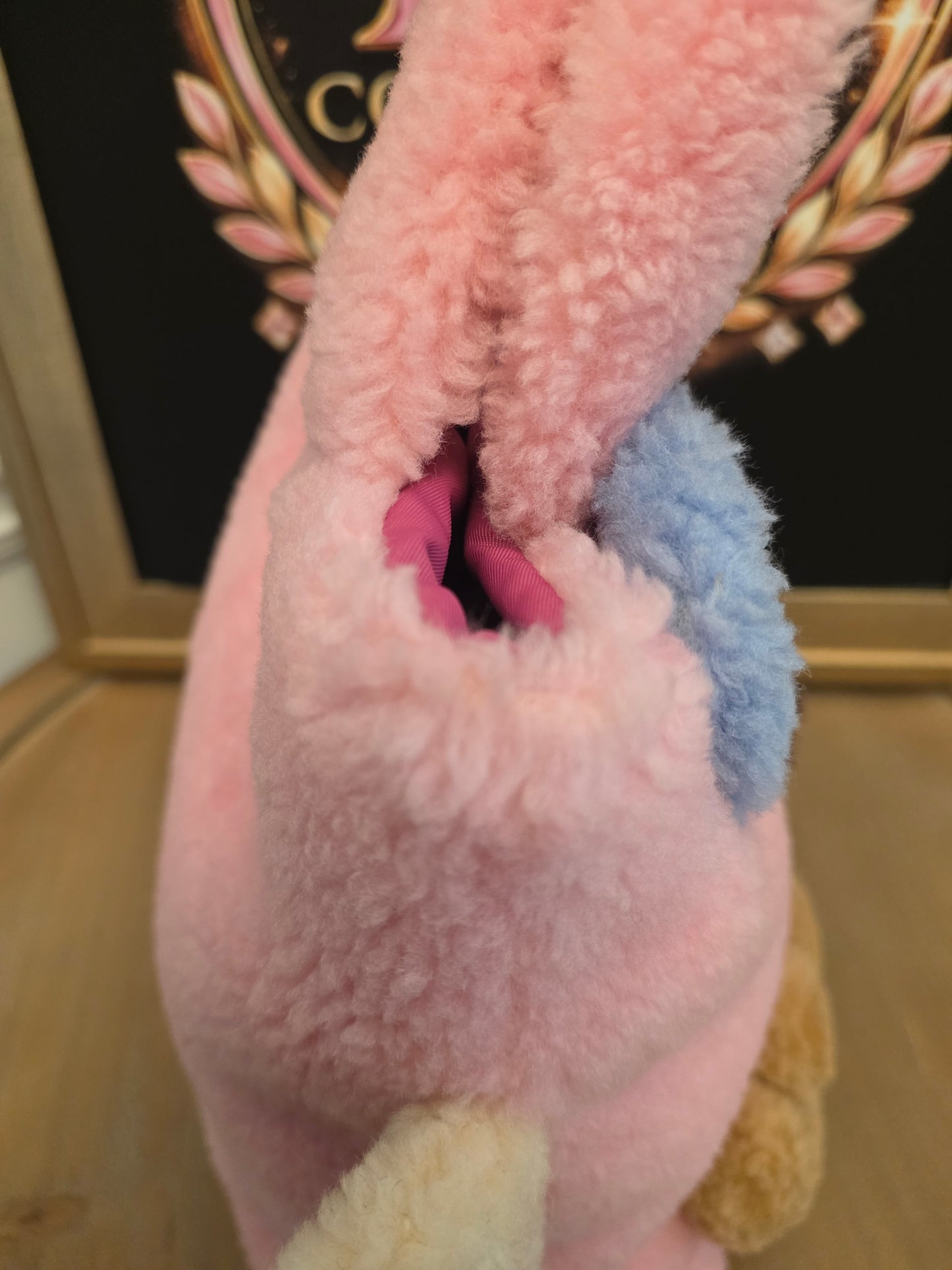 Gucci Children’s Flying Bear Tote Pink Faux Shearling Plush Bunny Bag
