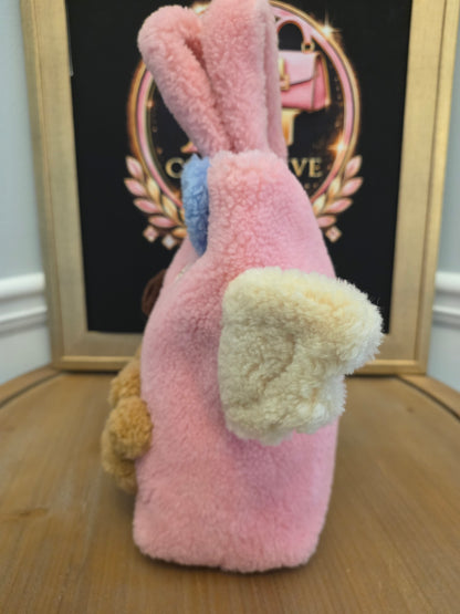 Gucci Children’s Flying Bear Tote Pink Faux Shearling Plush Bunny Bag