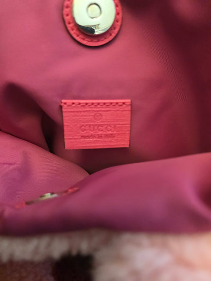 Gucci Children’s Flying Bear Tote Pink Faux Shearling Plush Bunny Bag