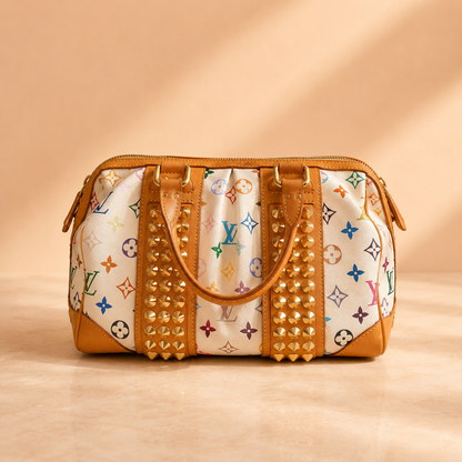 Louis Vuitton x Richard Prince White Multicolor Monogram Jokes Speedy Bag