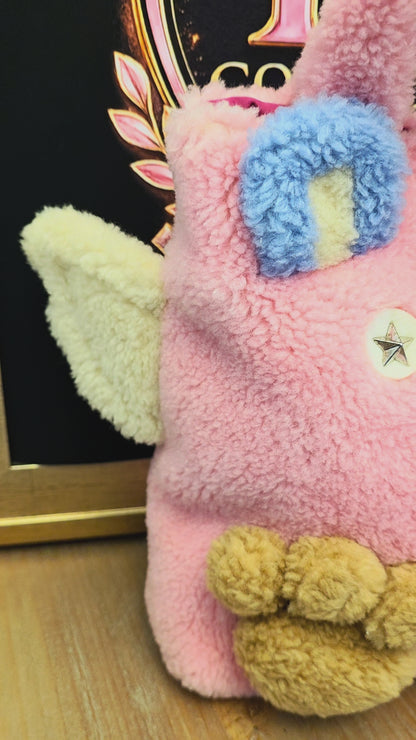 Gucci Children’s Flying Bear Tote Pink Faux Shearling Plush Bunny Bag