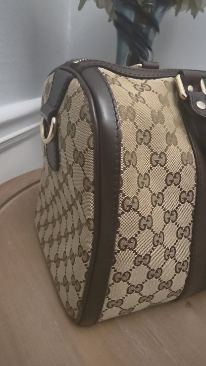 Gucci Original GG Canvas Web Boston Satchel Bag with Shoulder Strap