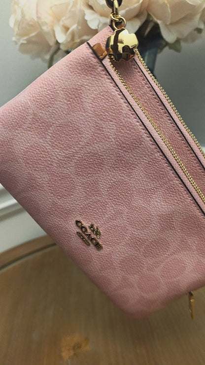 Coach Double Zip Signature Canvas Wristlet