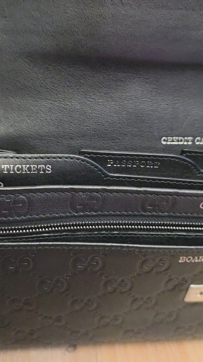 Gucci Black Guccissima Leather Travel Wallet / Continental Organizer
