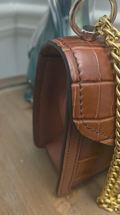 Chloé Aby Lock Small Croc-Embossed Leather Shoulder Bag