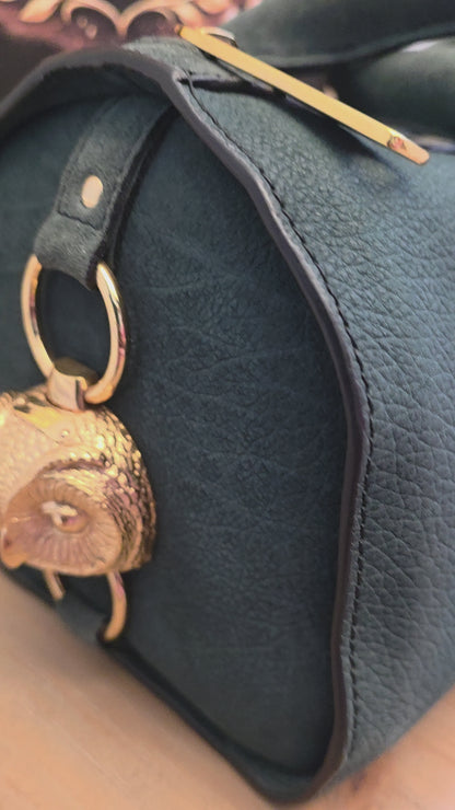 Burberry Prorsum Dark Green Nubuck Leather Owl Doctor Bag
