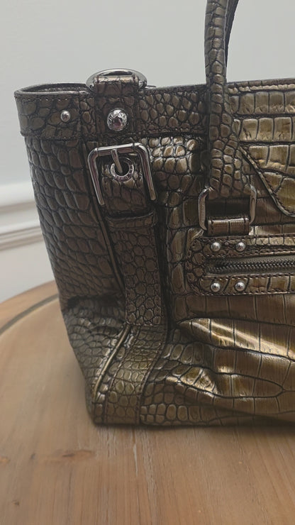 Dolce & Gabbana Miss Easy Metallic Bronze Croc Embossed Leather Tote Bag